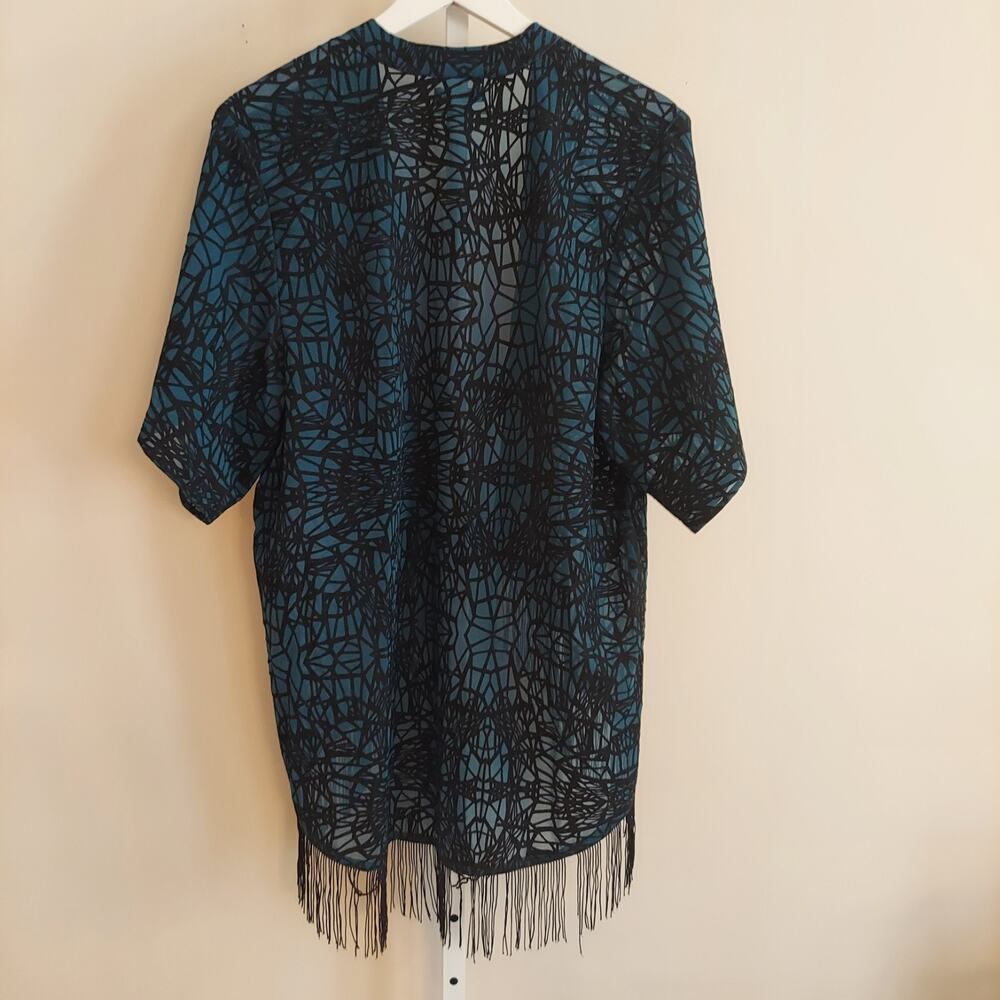 Hot Topic Velvet Burnout Kimono Cardigan Fringe Goth Whimsigoth Fairy Small - Picture 5 of 8
